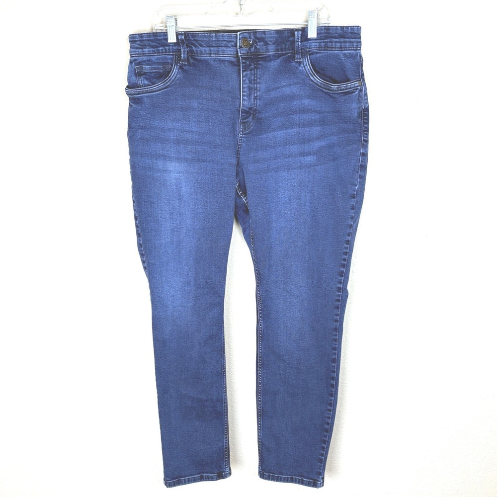 Liz Claiborne Women 18 Sara Slim Leg Jeans Blue Mid Rise Elastic Waist